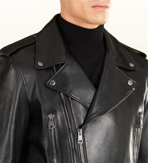 gucci leather jacket biker|Gucci leather motorcycle jacket.